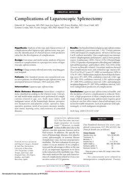 Complications of Laparoscopic Splenectomy