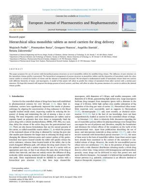 Hierarchical Silica Monolithic Tablets As Novel Carriers for Drug Delivery