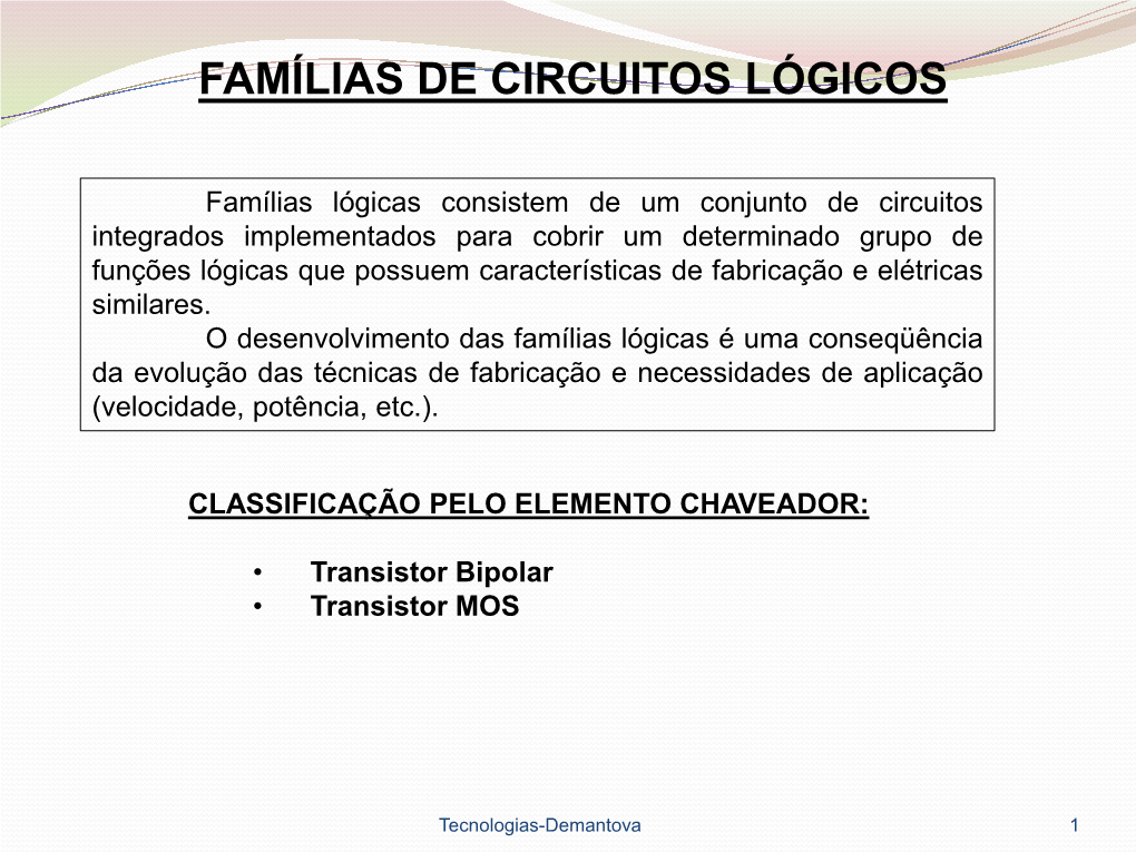 Famílias De Circuitos Lógicos