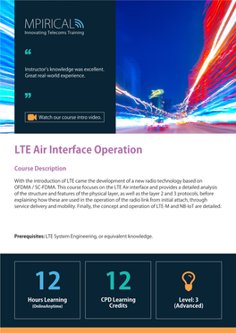 LTE Air Interface Operation