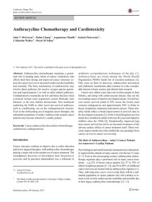 Anthracycline Chemotherapy and Cardiotoxicity
