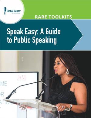 Speak Easy: a Guide to Public Speaking Table of Contents
