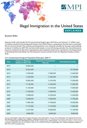 Explainer: Illegal Immigration in the United States." Migration Policy Institute, April 2019