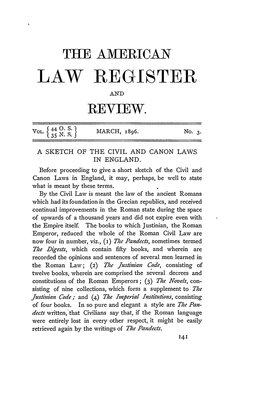 A Sketch of the Civil and Canon Laws in England