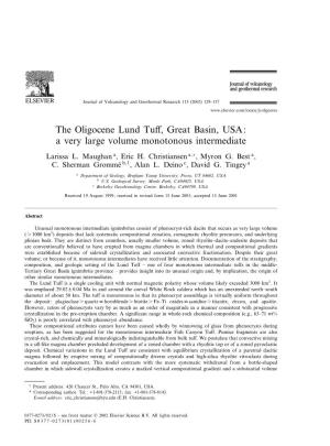 The Oligocene Lund Tuff, Great Basin