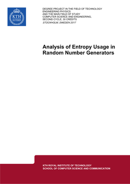 Analysis of Entropy Usage in Random Number Generators