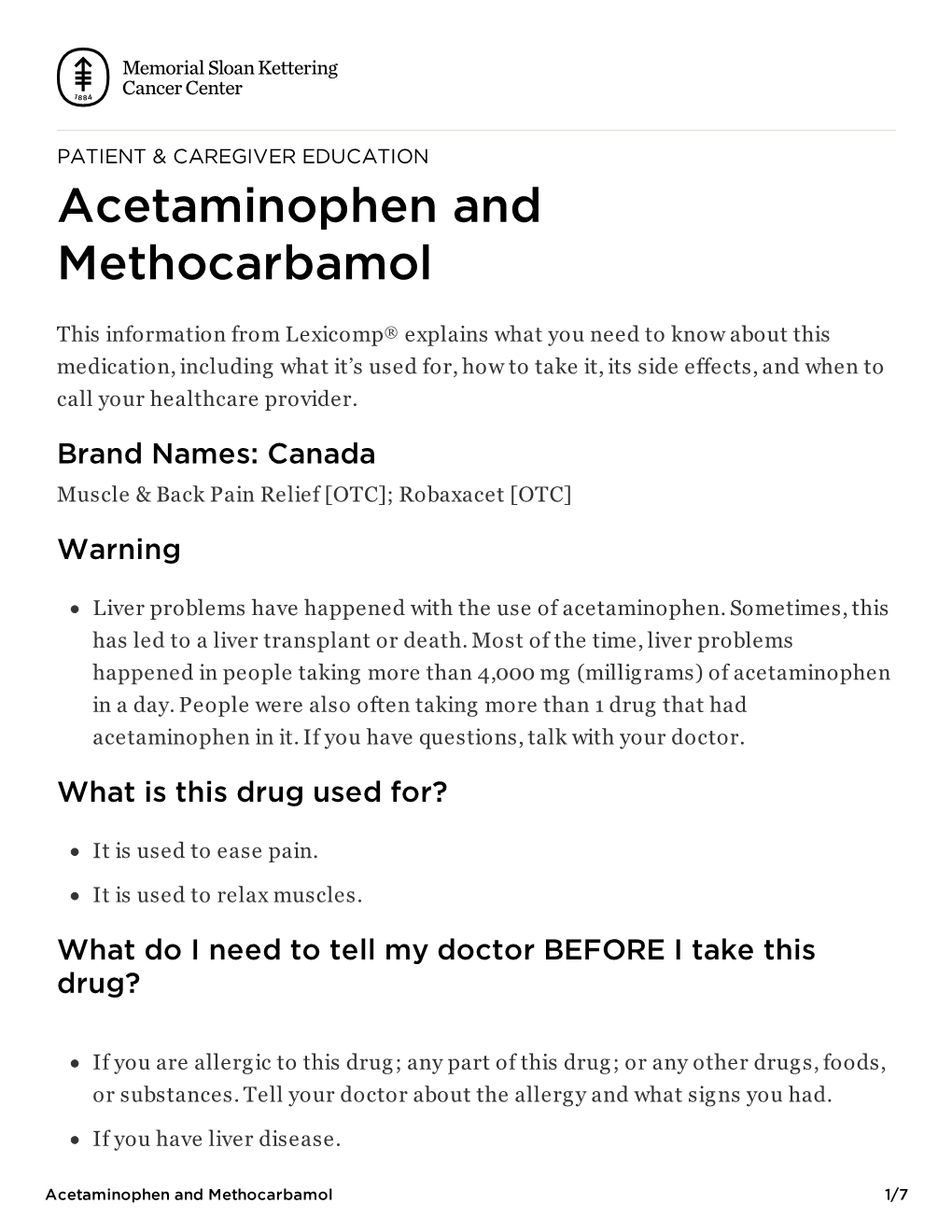 Acetaminophen and Methocarbamol