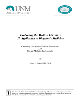 Application to Diagnostic Medicine