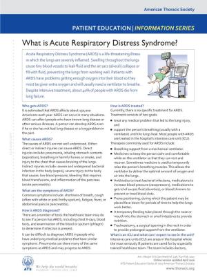 What Is Acute Respiratory Distress Syndrome?