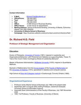 Dr. Richard H.G. Field