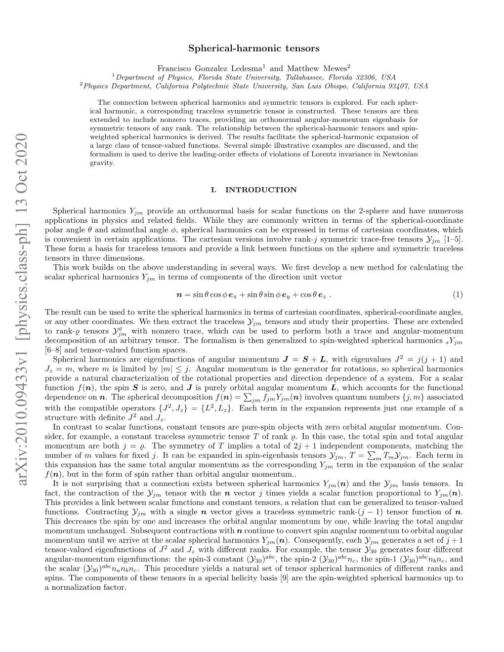 Spherical-Harmonic Tensors Jm