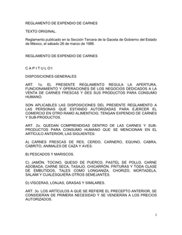 Reglamento De Expendio De Carnes Texto Original
