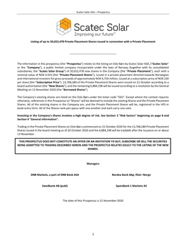 Scatec Solar ASA Prospectus 12 November 2020