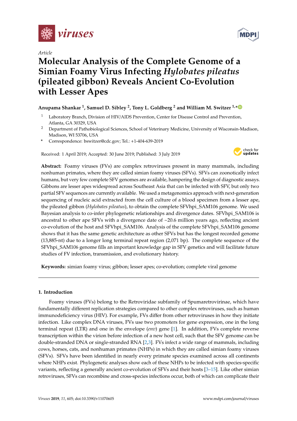 Molecular Analysis of the Complete Genome of a Simian Foamy Virus Infecting Hylobates Pileatus (Pileated Gibbon) Reveals Ancient Co-Evolution with Lesser Apes