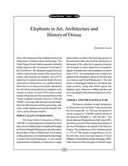 Elephants in Art, Architecture and History of Orissa