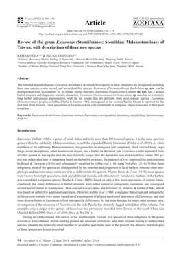 Review of the Genus Eustomias (Stomiiformes: Stomiidae: Melanostomiinae) of Taiwan, with Descriptions of Three New Species