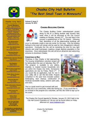 Chaska City Hall Bulletin Chaska City Hall Bulletin