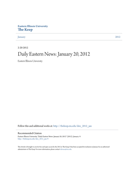 Eastern News: January 20, 2012 Eastern Illinois University