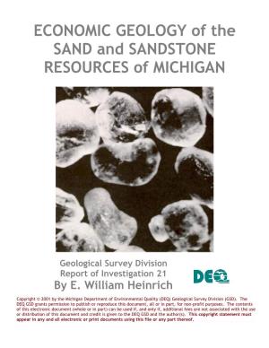 ECONOMIC GEOLOGY of the SAND and SANDSTONE RESOURCES of MICHIGAN