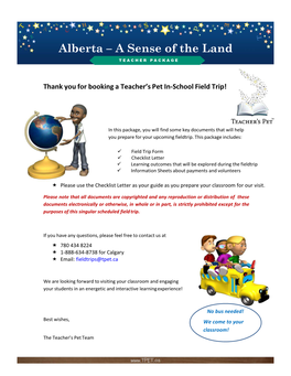 Alberta – a Sense of the Land TEACHERTEACHER PACKAGE PACKAGE