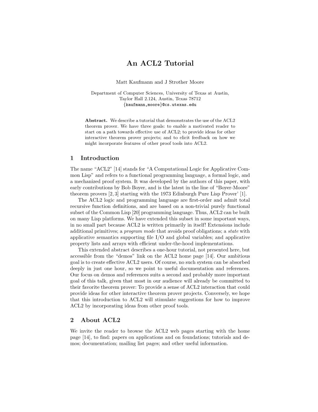 An ACL2 Tutorial