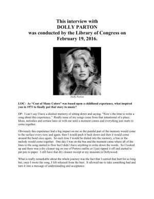 Dolly Parton Interview