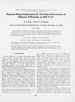 Fluorine Flame Calorimetry. III. the Heat of Formation of Chlorine