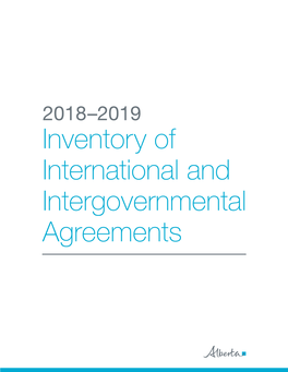 2018 – 2019 | Inventory of International and Intergovernmental Agreements, Continued