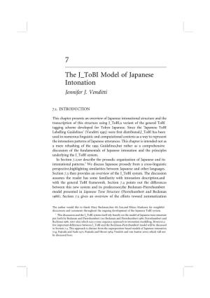 The J Tobi Model of Japanese Intonation Jennifer J