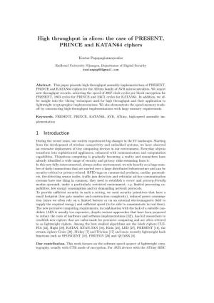 High Throughput in Slices: the Case of PRESENT, PRINCE and KATAN64 Ciphers