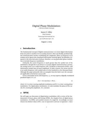 Digital Phase Modulation: a Review of Basic Concepts