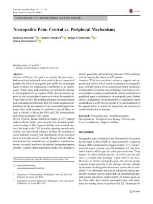 Neuropathic Pain (E Eisenberg, Section Editor)