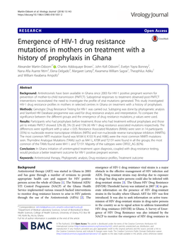 Emergence of HIV-1 Drug Resistance Mutations in Mothers on Treatment