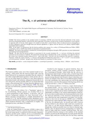 The Rh = Ct Universe Without Inflation