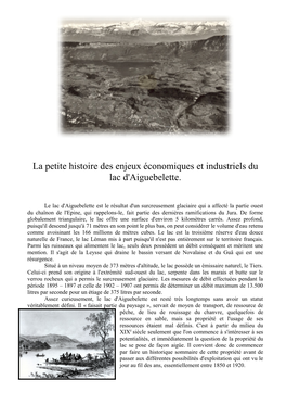 La Petite Histoire Des Enjeux Économiques Et Industriels Du Lac D'aiguebelette