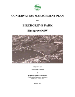 Birchgrove Park Conservation Management Plan Part 1