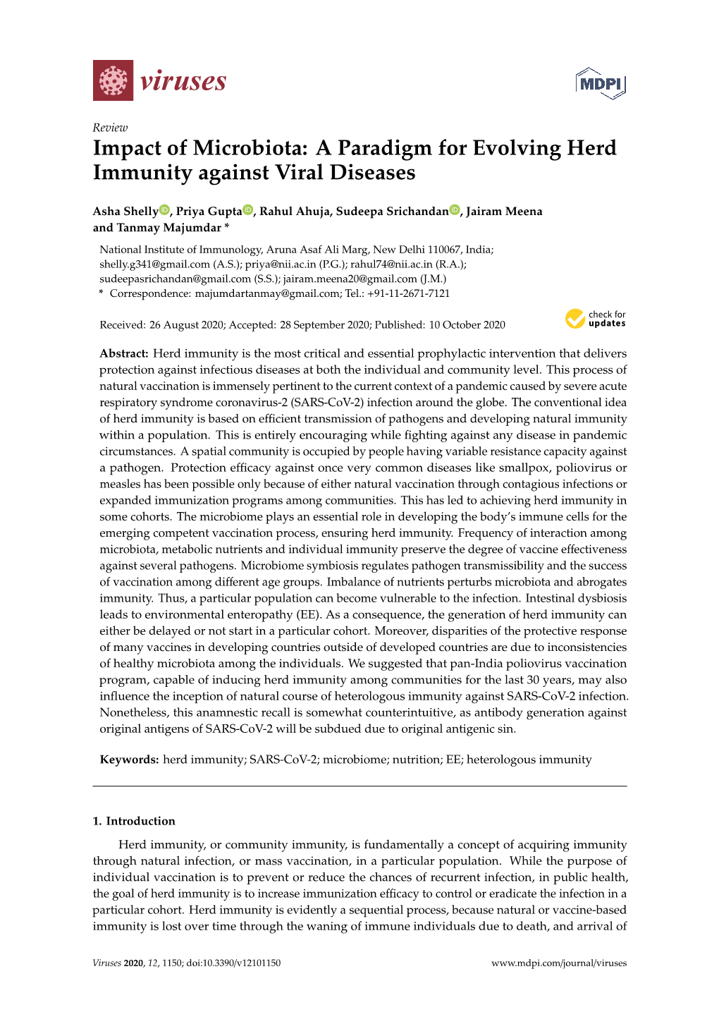 Impact of Microbiota: a Paradigm for Evolving Herd Immunity Against Viral Diseases