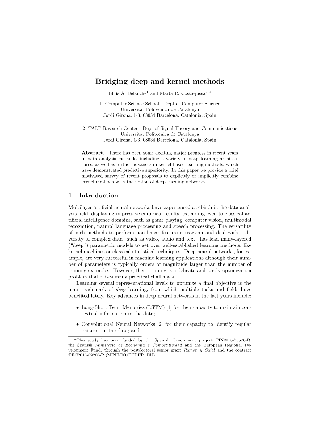 Bridging Deep and Kernel Methods