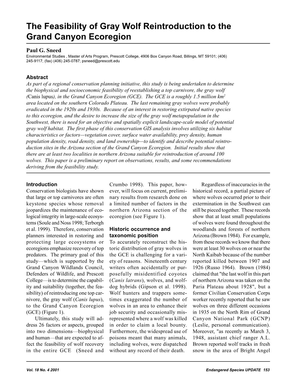 Paul Sneed Feasibility Study 2004