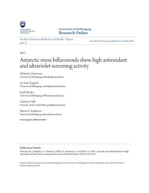 Antarctic Moss Biflavonoids Show High Antioxidant and Ultraviolet-Screening Activity Melinda J