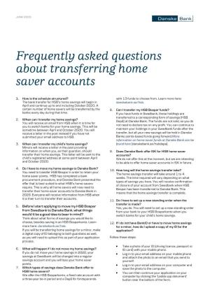 Frequently Asked Questions About Transferring Home Saver Accounts