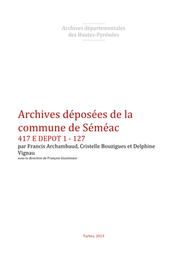 Archives Déposées De La Commune De Séméac