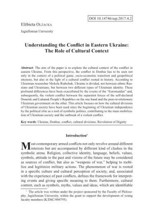 Understanding the Conflict in Eastern Ukraine: the Role of Cultural Context