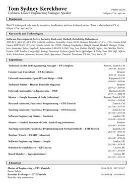Tom Sydney Kerckhove Syd@Cs-Syd.Eu Technical Leader, Engineering Manager, Speaker