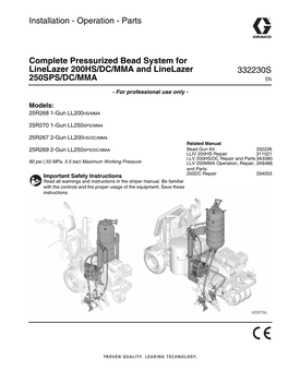 332230S, Installation, Manual, Complete Pressurized