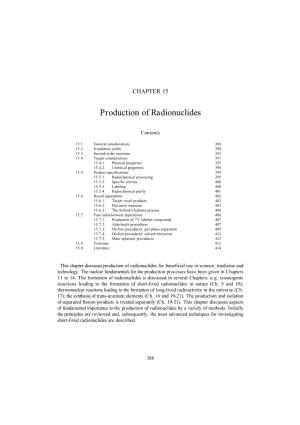 Production of Radionuclides