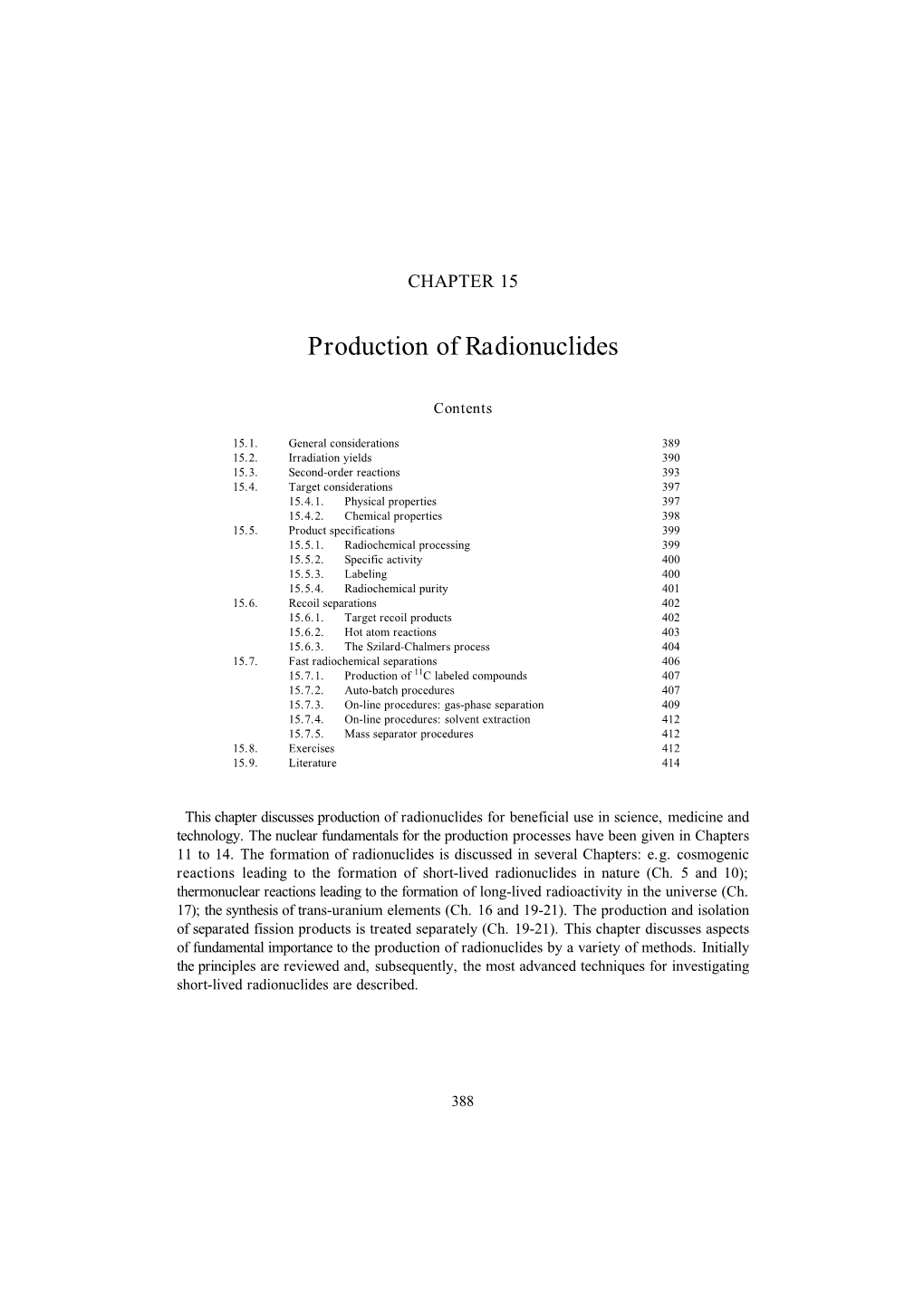 Production of Radionuclides