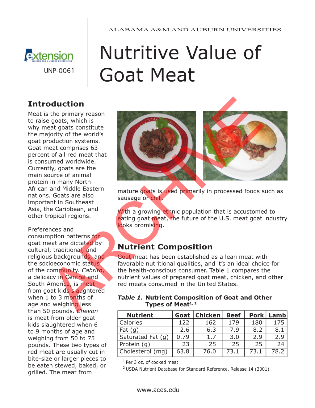 Nutritive Value of Goat Meat Is Becoming Increasingly Important in the Health Management H H H H H H H H H H H H H H H H H of People