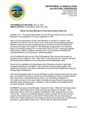 Music Icon Bret Michaels to Play South Dakota State Fair