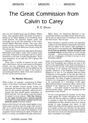 "The Great Commission from Calvin to Carey," Evangel 14:2